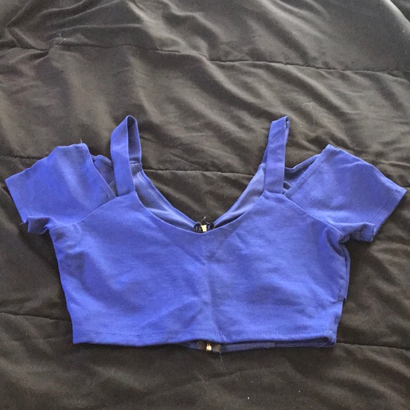 Blue detailed party crop top - Picture 2 of 2